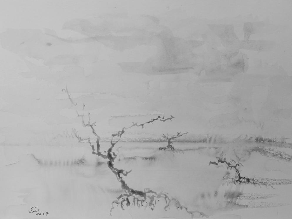 2017 The three gray trees - Jean-Pierre Milesi - Cliquer pour afficher en grand