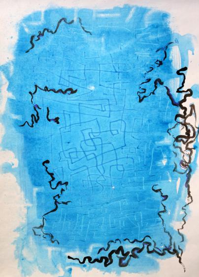 2019 Labyrinthe bleu, Blue maze - Jean-Pierre Milesi