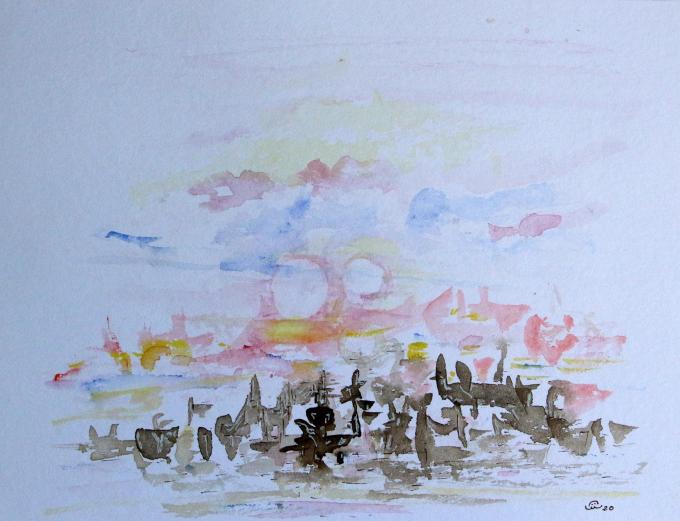 2020 Deux lunes blanches, Two white moons - Jean-Pierre Milesi - Click to enlarge