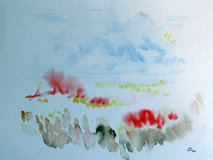 2020 Rouge dans le pré, Red in the meadow - Jean-Pierre Milesi - Cliquer pour afficher en grand