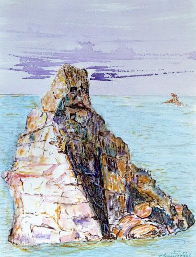 2021 Plougrescant granite: Barbu en mer Bearded se - Jean-Pierre Milesi