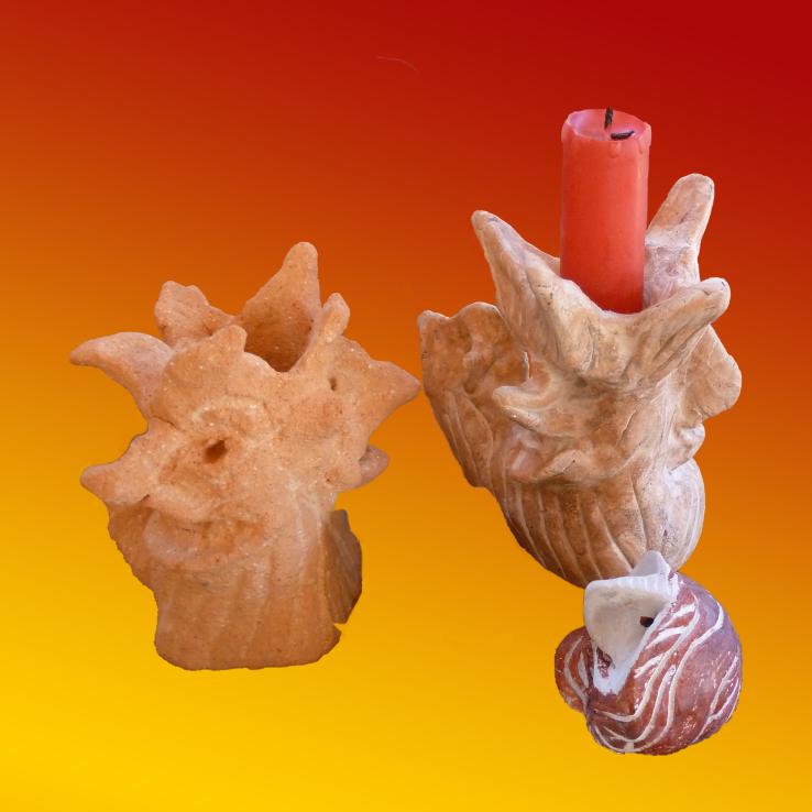 Bougeoirs et lutin Candle holders and pixie - Jean-Pierre Milesi - Cliquer pour afficher en grand