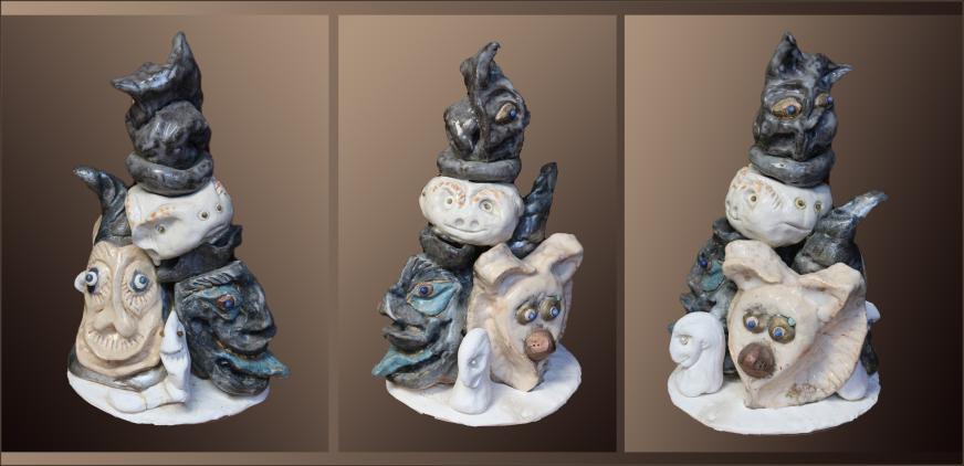 Totem de clowns. Clowns totem - Jean-Pierre Milesi - Click to enlarge
