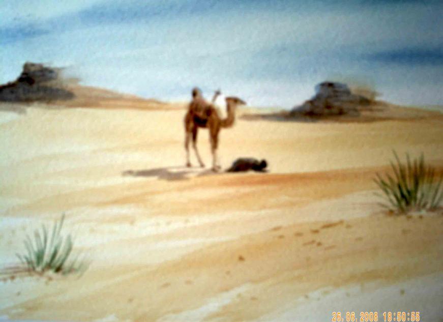 Prière dans le desert (Algerie). - Mohamed Labidi - Cliquer pour afficher en grand