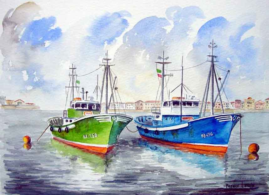 Hendaye - Bateaux de pêche au mouillage - Patrice Levoin - Click to enlarge