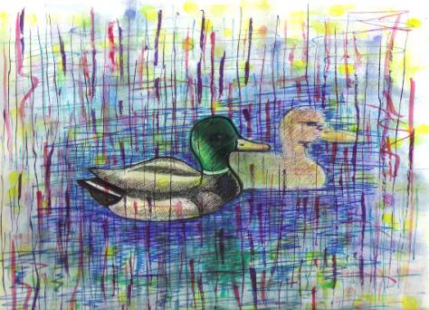 Mallards in the Haze - Suzanne Berton