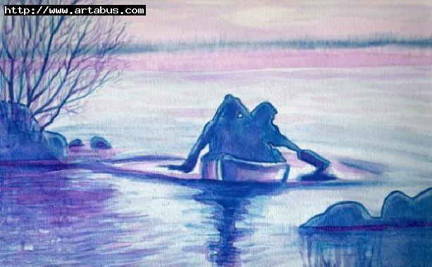 Canoe in the sunset - Suzanne Berton - Cliquer pour afficher en grand