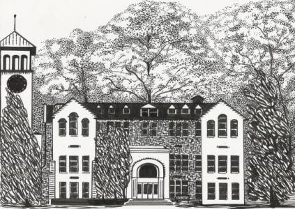 Limestone Building in Trees - Suzanne Berton