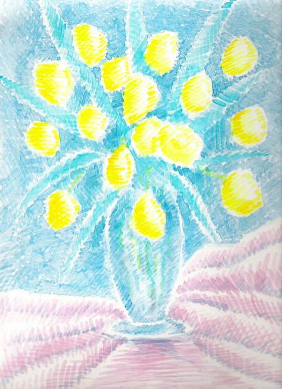 Tulips crosshatched - Suzanne Berton