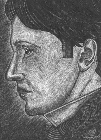 A portrait of russian artist Oleg Menshikov - Elena Vlassova