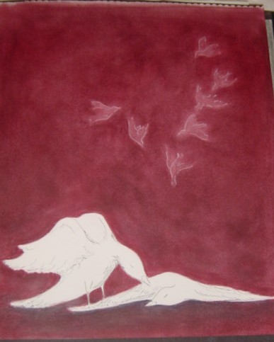 Fallen dove in red - Francisco Flores