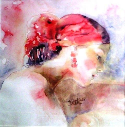 Femme au foulard rouge - Viviane Micard-Badaroux