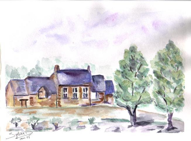 paysage : les maisons mauves - Sylvaine Pernice - Cliquer pour afficher en grand