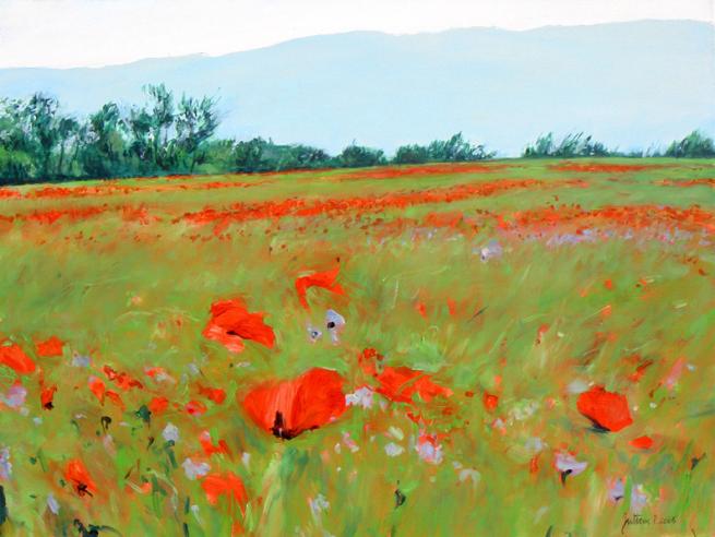 Coquelicots et Jura bleuté - Philippe Juttens - Cliquer pour afficher en grand