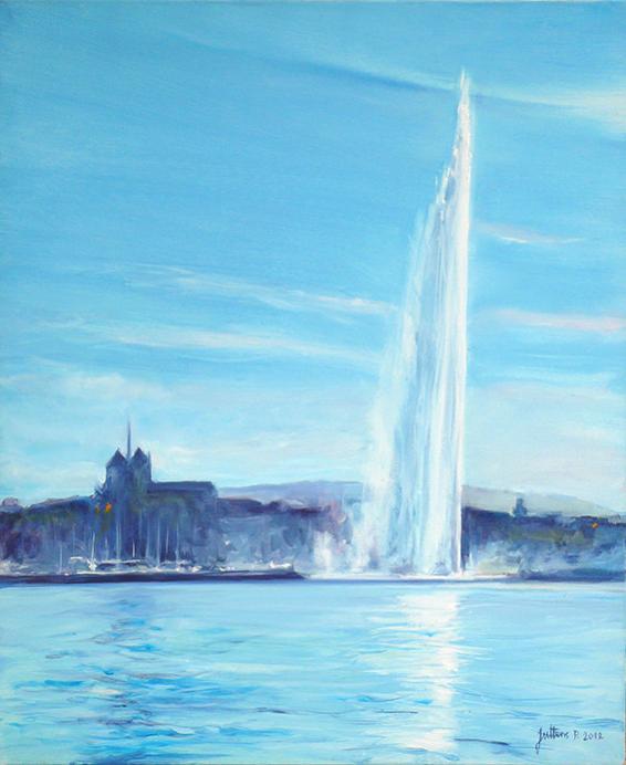 La Cathedrale de Genève et le jet d'eau ambiance b - Philippe Juttens