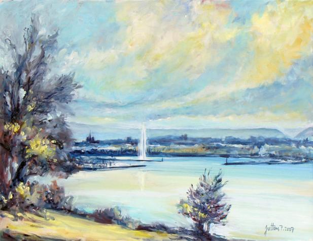 Rade de Genève en jaune et bleu - Philippe Juttens - Click to enlarge