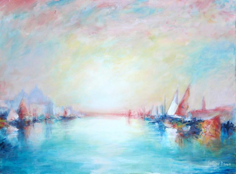 Aurore en rose-bleu sur Venise - Philippe Juttens - Cliquer pour afficher en grand