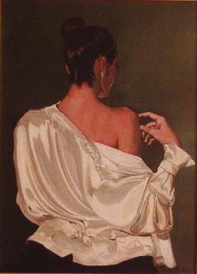 Femme de dos au chemisier de soie - Amaury
