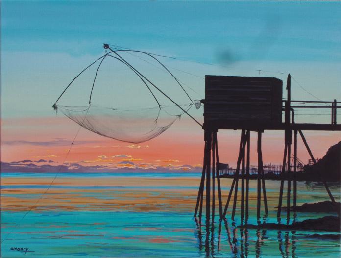 Pornic : Coucher de soleil sur une pêcherie au car - Amaury - Click to enlarge