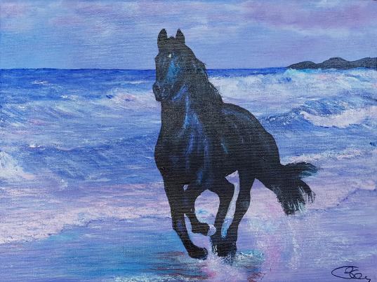 Cheval sur la plage - Claude BONNÎN