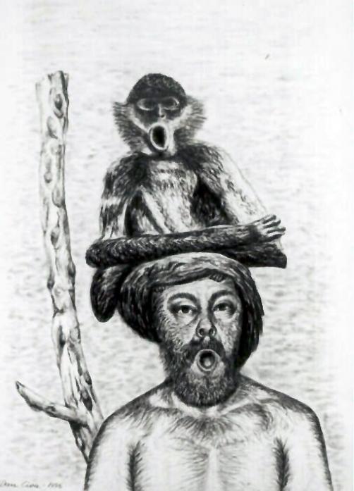 Golden spider monkey and self portrait - Dan Civa