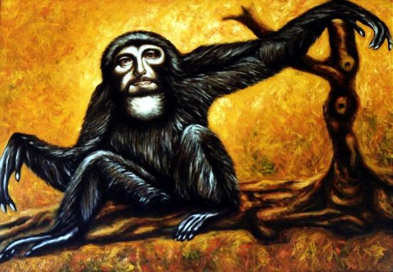Siamang with self portrait - Dan Civa