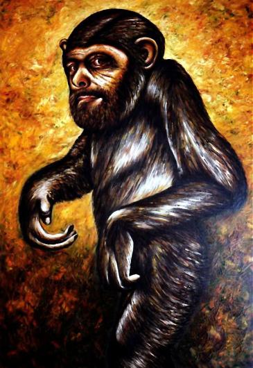 Chimpanzee with self portrait - Dan Civa
