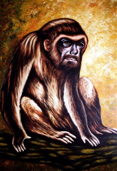 Snubnosed monkey with self portrait - Dan Civa