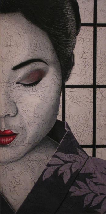 geisha au kimono violet - Chrystel Mialet