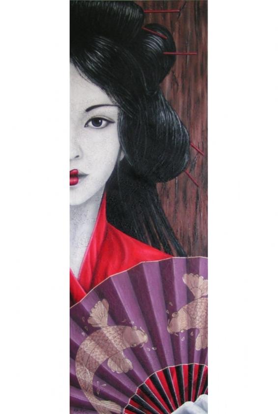 Geisha à l'éventail koï - Chrystel Mialet