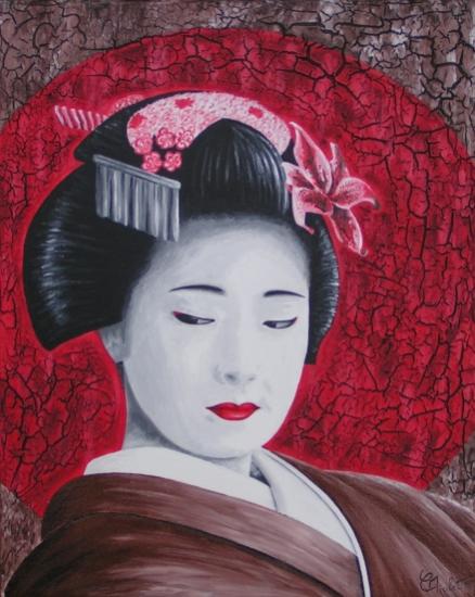 petite geisha rond rouge - Chrystel Mialet