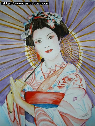 Geisha avec son ombrelle - Marie Celestin