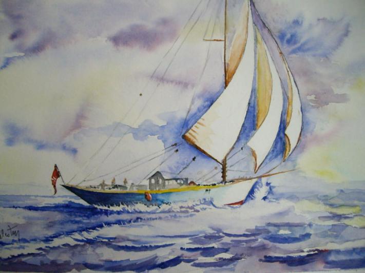 Voilier sur mer agitée - Marie Celestin - Click to enlarge