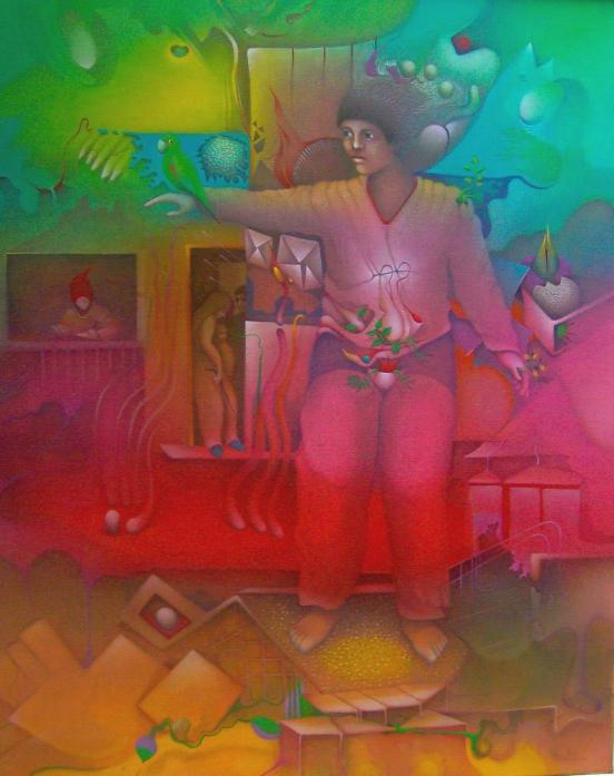 niño con pajaro - Alvaro Mejias