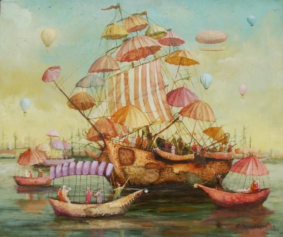 Ship with Umbrellas - Remigijus Januskevicius