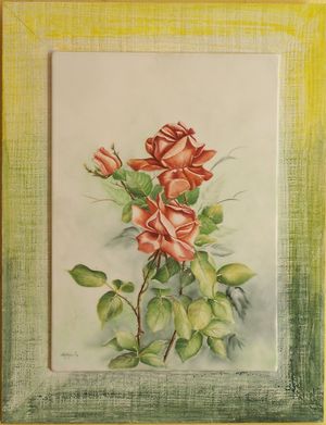 rose sur porcelaine - Annie Meunier