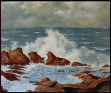 vagues sur rochers - Gisèle Darrieux-Boblin