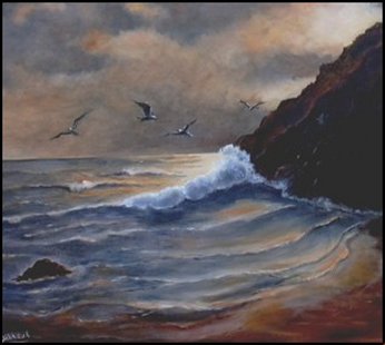 Mouettes au couchant - Gisèle Darrieux-Boblin