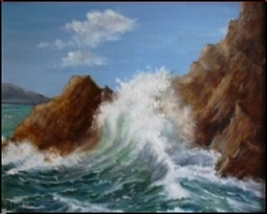 vague sur falaise - Gisèle Darrieux-Boblin