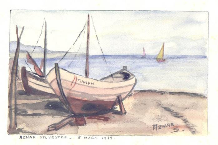 Barques sur la plage - Sylvestre Aznar - Click to enlarge