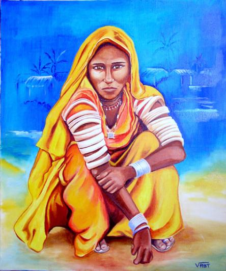 femme au sari safran - Véronique Abt