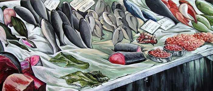 At the Fishmonger's Stand - Cristina Marsi - Cliquer pour afficher en grand