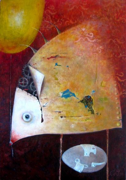 Bird  with a balloon - Arturas Tamašauskas