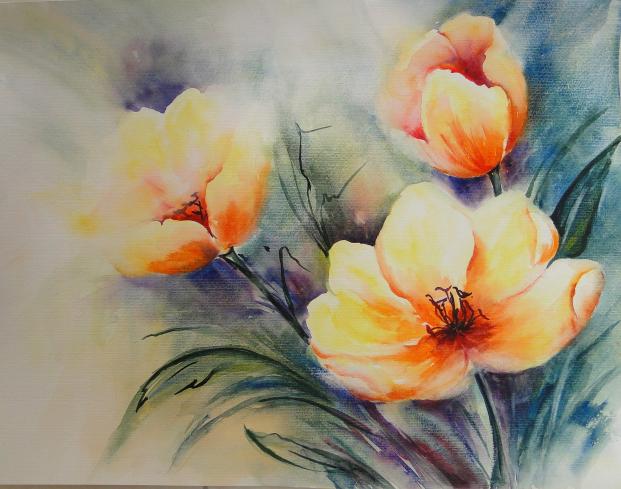 trio de fleurs - Muguette Mauduit - Cliquer pour afficher en grand