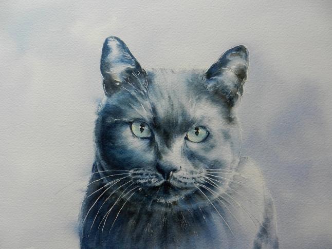 le chat gris - Muguette Mauduit - Click to enlarge