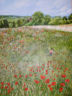Champ de blé et coquelicots - Françoise Lallemand
