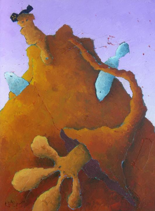 Un homme orange et deux poissons - Lambert Alexandre