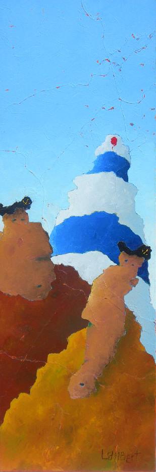 Deux hommes, un phare et le ciel bleu - Lambert Alexandre