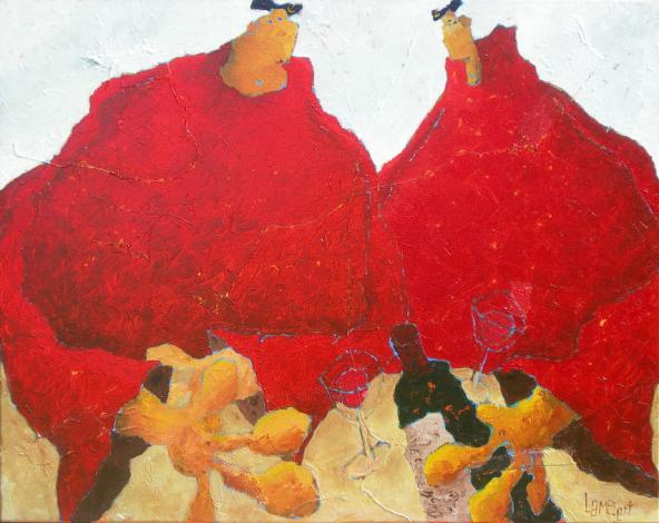 Deux hommes, deux verres et une bouteille - Lambert Alexandre - Click to enlarge