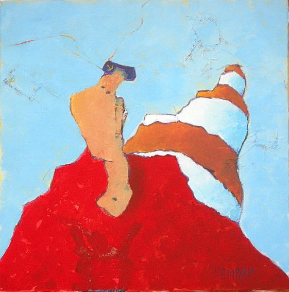 Un homme rouge et un phare orange - Lambert Alexandre - Cliquer pour afficher en grand